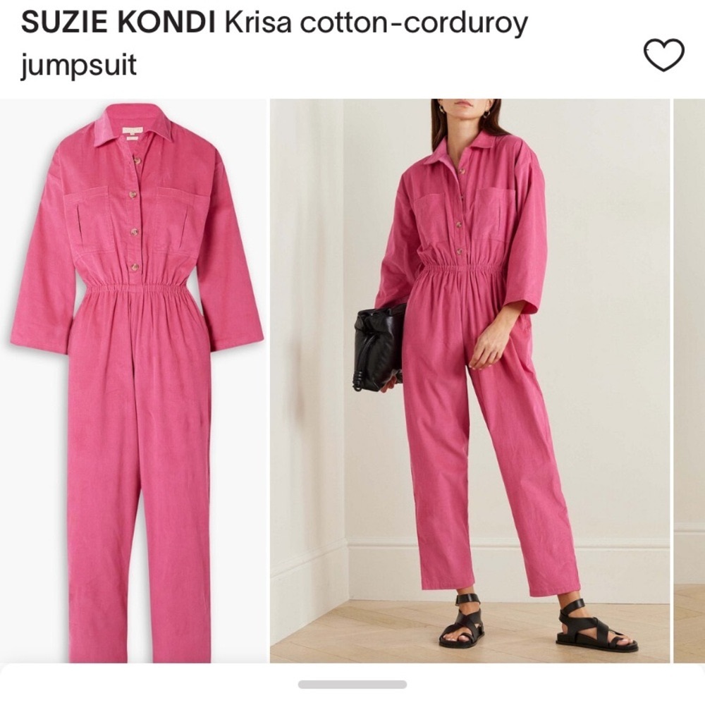 SUZIE KONDI Krisa cotton-corduroy Pink Long-Sleeve Jumpsuit